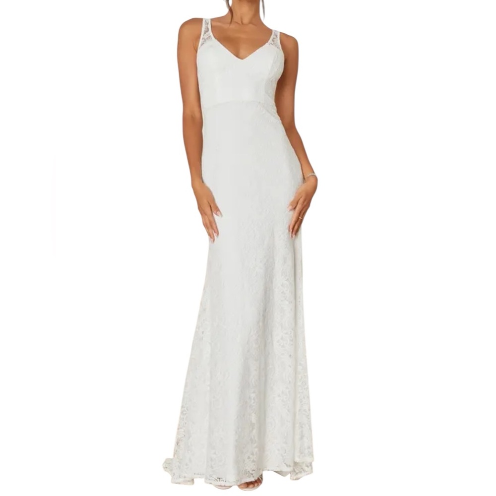 Lulu's White Lace Maxi Dress